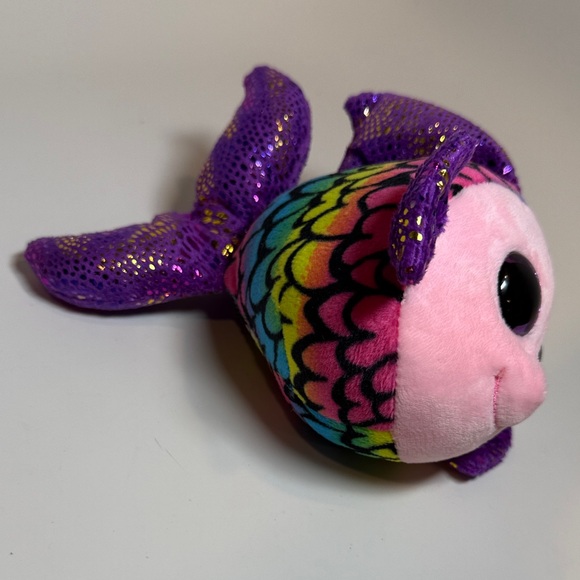 Ty Plush Fish Toy with Pink and Purple - Picture 7 of 12